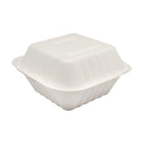 Small Compostable Food Containers - Karat Earth 6''x6'' Compostable Bagasse Hinged Containers - 500 ct-To-Go Packaging-Karat-Restaurant Supply Drop