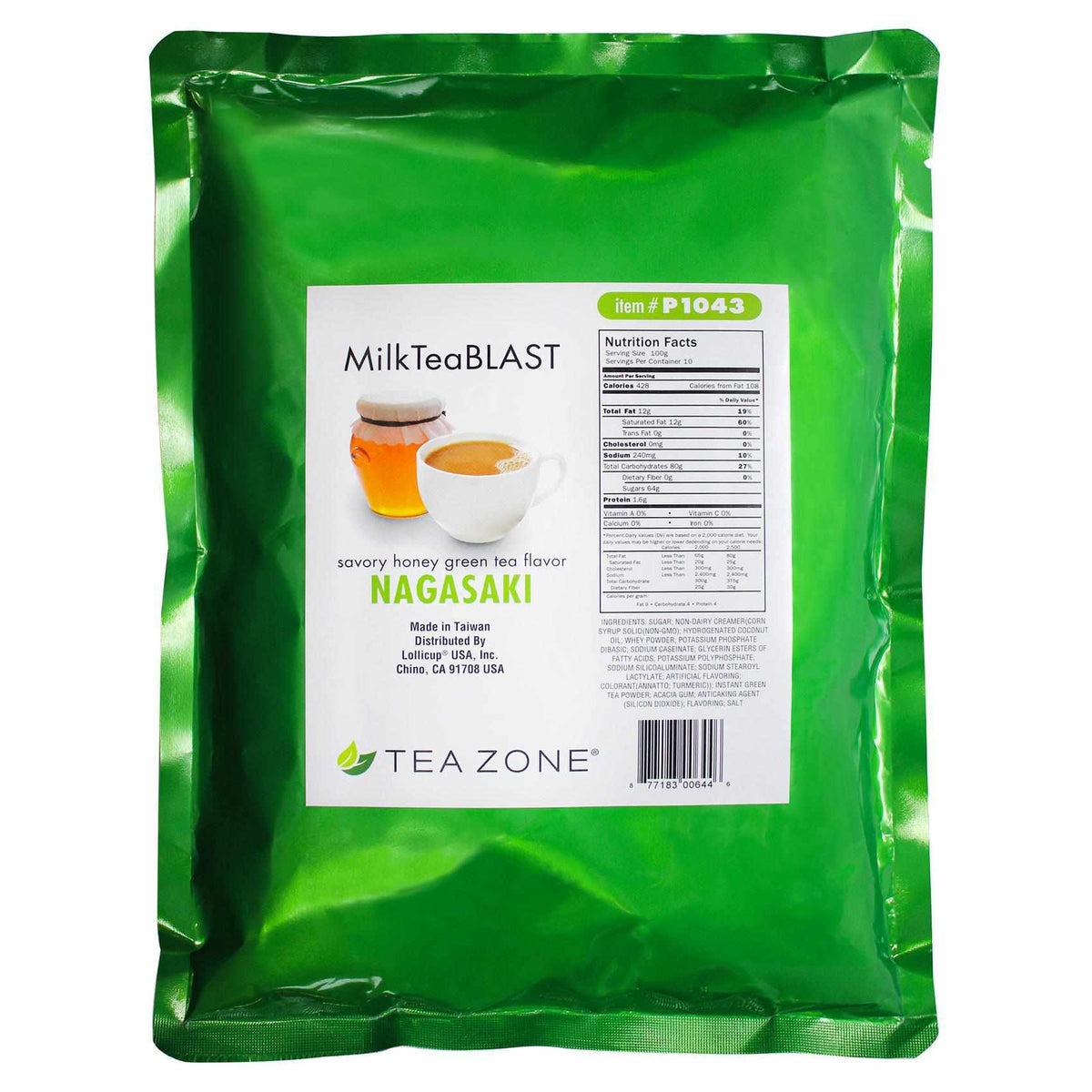 Tea Zone MilkTeaBLAST Nagasaki Savory Honey Green Tea Powder (2.2 lbs)-Powdered Base-Tea Zone-Restaurant Supply Drop