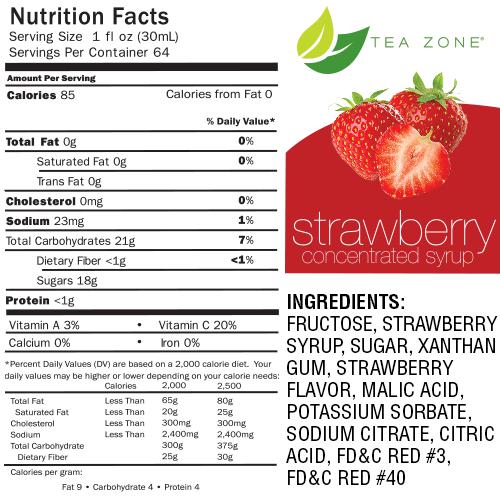 Tea Zone Strawberry Syrup Bottle - 64 oz-Syrups-Tea Zone-Restaurant Supply Drop
