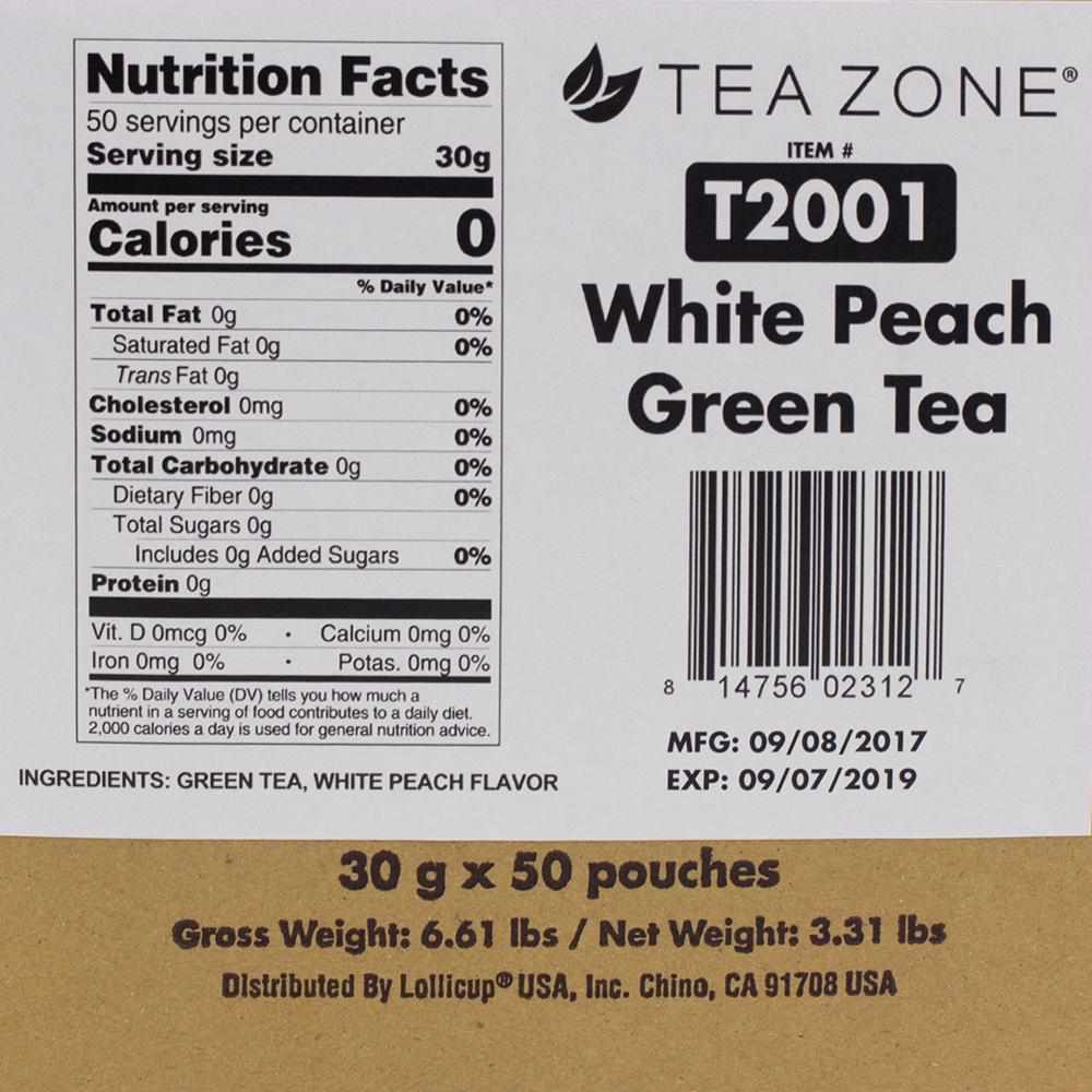 Tea Zone White Peach Green Tea - 50 Bags-Tea Leaves-Tea Zone-Restaurant Supply Drop