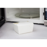 White Microwavable Folded Paper #1 Takeout Boxes - Karat Small Fold-To-Go Container - 30oz - 4.3" X 3.5" X 2.4" - 450 Count-To-Go Packaging-Karat-Restaurant Supply Drop