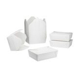 White Microwavable Folded Paper #3 Take-Out Container - Karat Large Fold-To-Go Box - 76oz - 7.8" X 5.5" X 2.4" - 200 Count-To-Go Packaging-Karat-Restaurant Supply Drop