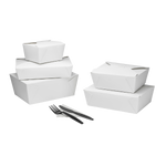 White Microwavable Folded Paper #4 Take-Out Container - Karat Extra Large Fold-To-Go Box - 110oz - 7.8" x 5.5" x 3.5" - 160 Count-To-Go Packaging-Karat-Restaurant Supply Drop
