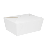 White Microwavable Folded Paper #4 Take-Out Container - Karat Extra Large Fold-To-Go Box - 110oz - 7.8" x 5.5" x 3.5" - 160 Count-Karat