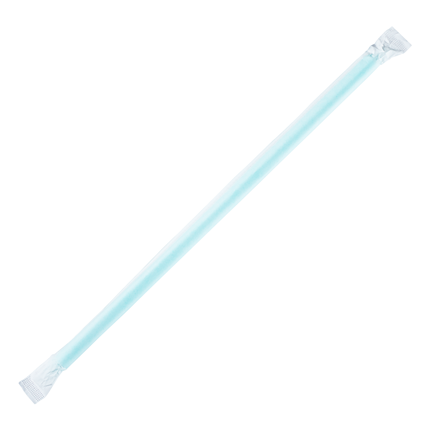 Aqua Plastic Straws - 9'' Giant Straws (8mm) Wrapped in paper - Aqua 
