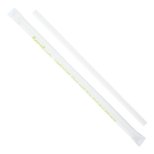 White Paper Straws - Karat Earth 9" Giant Paper Straw (7mm) Wrapped - White - 1,200 count-Restaurant Supply Drop