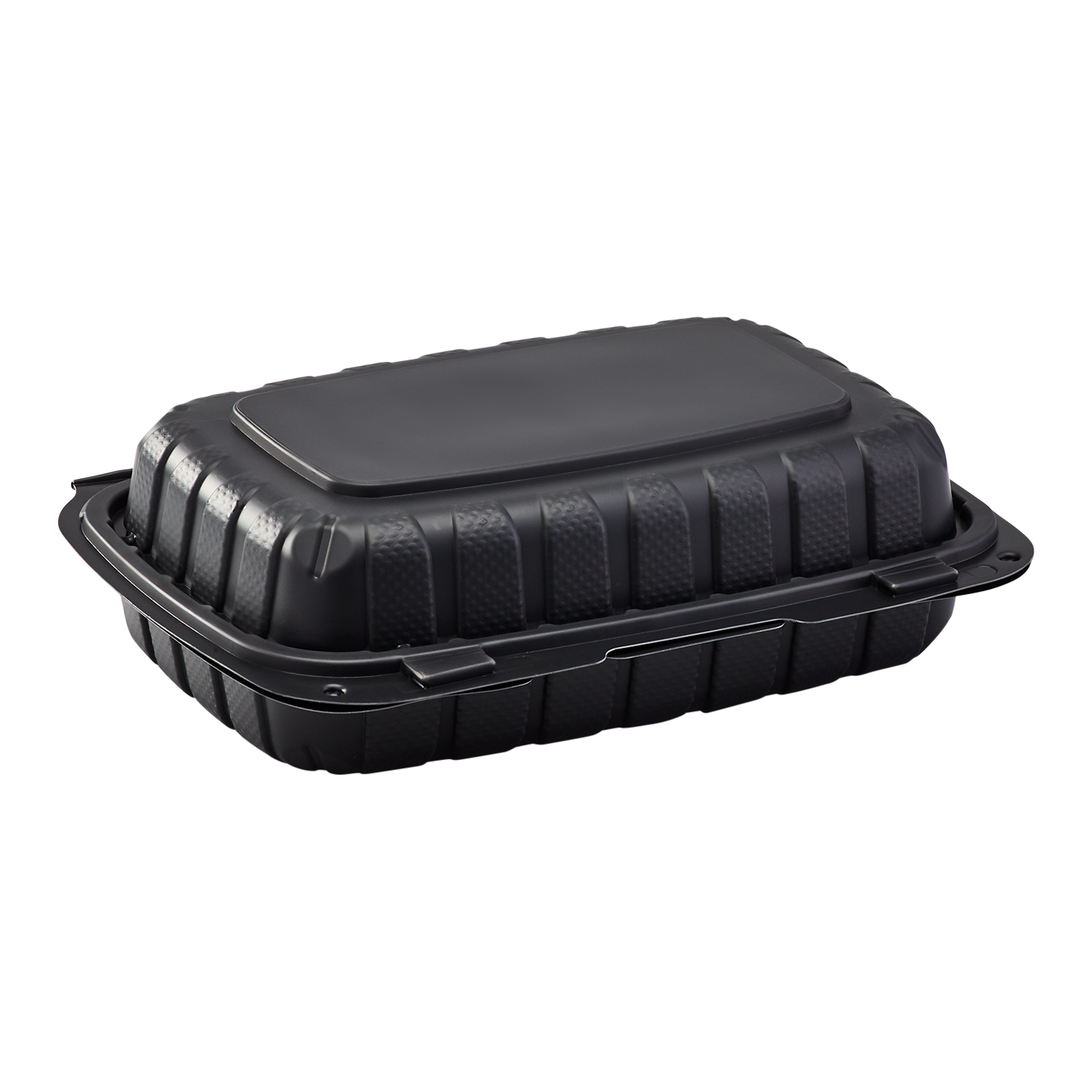 FastPac Black Medium 2 Compartment Takeout Food Containers 9L x 6 1/2W x  2 7/8D