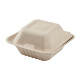 Small Biodegradable Takeout Boxes - Karat Earth 6''x6'' Compostable Bagasse Hinged Containers - 500 ct-Karat