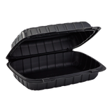 Medium Black Take Out Containers - 9"x6" Mineral Filled Hinged Carry Out Boxes - Karat Earth - Black - 250 ct-Karat