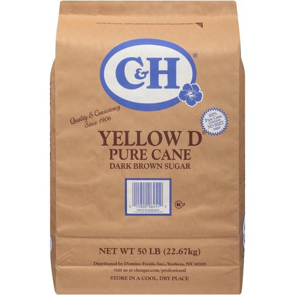 C&H Pure Cane Yellow D Dark Brown Sugar, 50 lbs-Restaurant Supply Drop