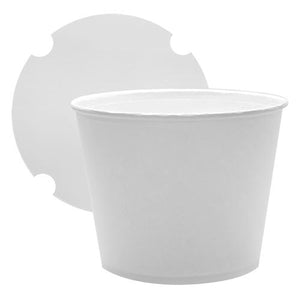 Chicken Bucket 130oz Paper Food Buckets with Lids (215mm) - 125 count-Karat