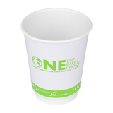 Compostable Insulated Coffee Cups - 8oz Eco-Friendly Insulated Paper Hot Cups - One Cup, One Earth (80mm) - 500 ct-Karat