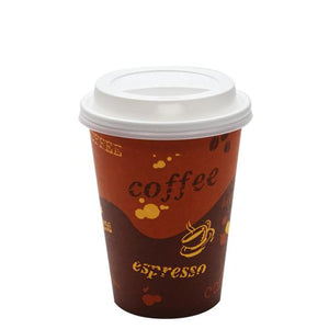 Disposable Coffee Cups - 12oz Generic Paper Hot Cups and White Sipper Dome Lids (90mm)-Karat