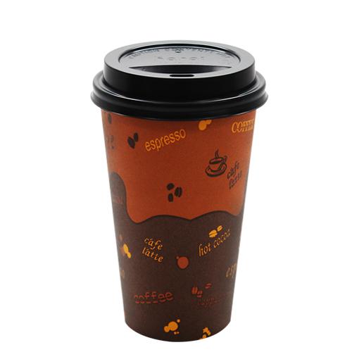 Disposable Coffee Cups - 16oz Generic Paper Hot Cups and Black Sipper Dome Lids (90mm)-Karat