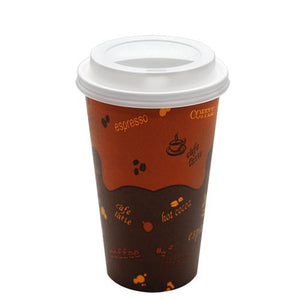Disposable Coffee Cups - 16oz Generic Paper Hot Cups and White Sipper Dome Lids (90mm)-Karat
