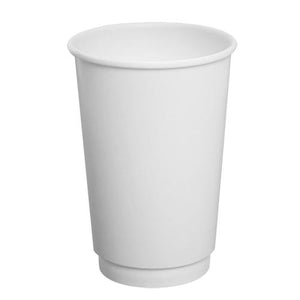 Disposable Coffee Cups - 16oz Insulated Paper Hot Cups - White (90mm) - 500 ct-Karat