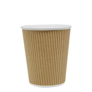 Disposable Coffee Cups - 8oz Ripple Paper Hot Cups - Kraft (80mm) - 500 ct-Karat