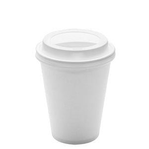 Disposable Paper Coffee Cups with Lids - 12 oz White with White Sipper Dome Lids (90mm)-Karat