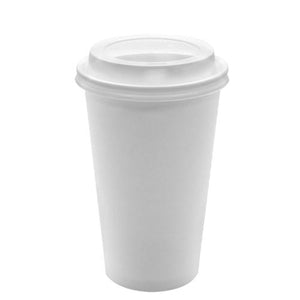 Disposable Paper Coffee Cups with Lids - 16 oz with White Sipper Dome Lids (90mm)-Karat