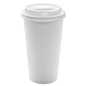 Disposable Paper Coffee Cups with Lids - 20 oz + White Dome Sipper Lids (90mm)-Karat