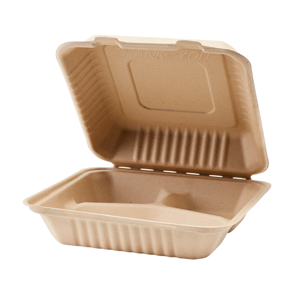 Compostable Hinged Clamshell Food Take Out Box, Disposable ToGo –  EcoQuality Store