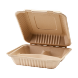 Extra Large Biodegradable 3 Compartment Takeout Box - Karat Earth 9x9 Bagasse Compostable Container- 200 ct-Karat