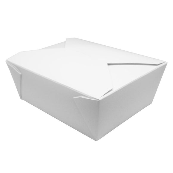 White Microwavable Folded Paper #8 Take-Out Container - Karat Fold-To-Go Box - 48oz - 5.9
