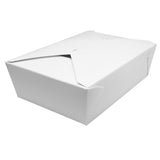 White Microwavable Folded Paper #3 Take-Out Container - Karat Large Fold-To-Go Box - 76oz - 7.8" X 5.5" X 2.4" - 200 Count-Karat