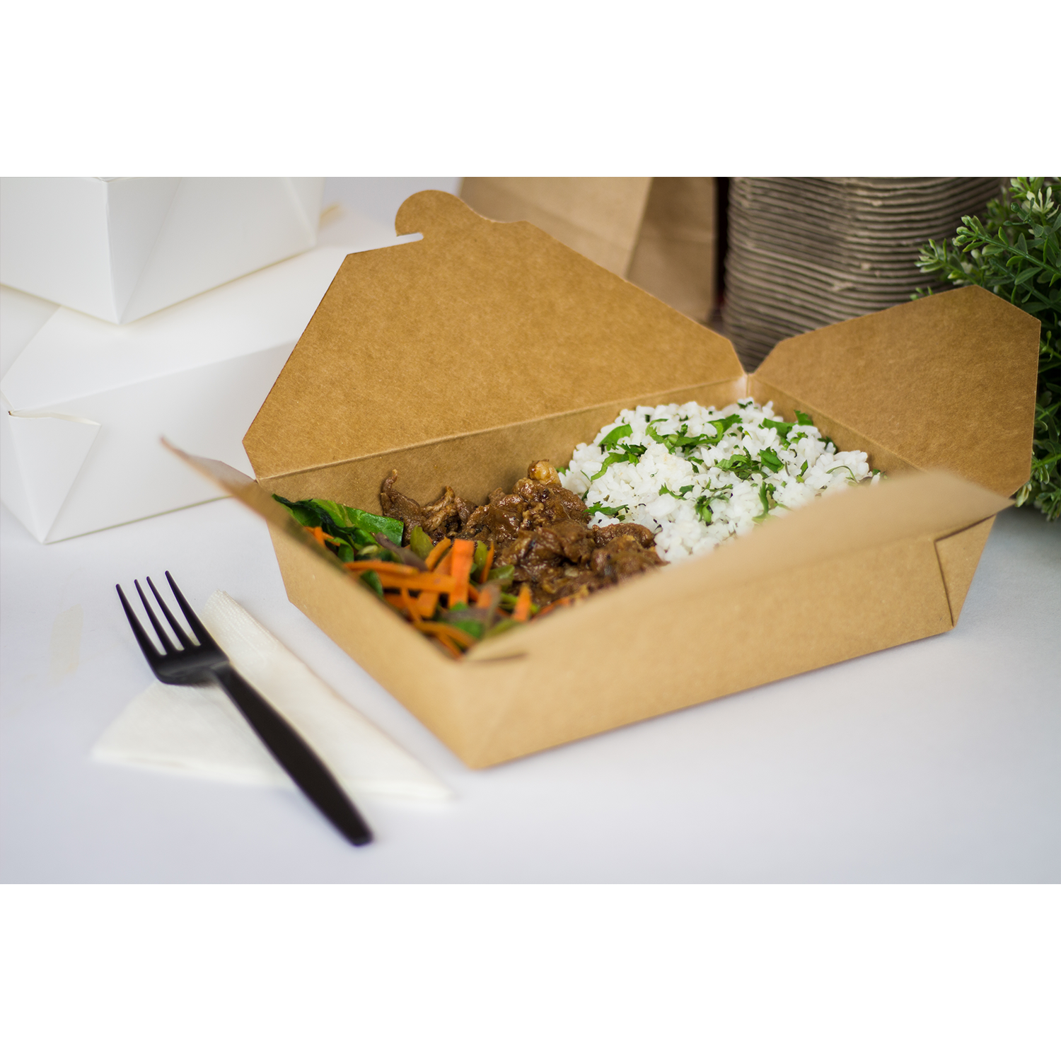 take out box To go boxes Kraft paper doggie bag food lunch pasta