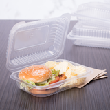 9''x6'' Clear Hinged Take Out Box- Clear Half Clamshell Container - Karat PP Plastic - 250 count-Karat