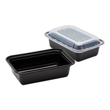 24 oz Meal Prep Containers - 24oz Microwavable Rectangular Food Containers & Lids - Black - 150 ct-Karat