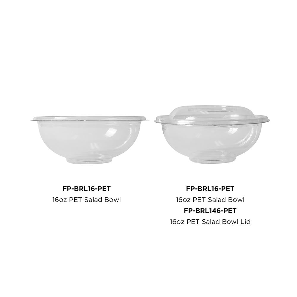 Karat 16 oz PET Plastic Tamper Resistant Hinged Salad Bowl with Dome L