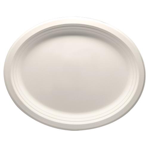 Compostable Oval Paper Plates, 12.5 Inch Sugarcane Dinner Plates