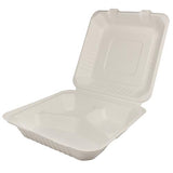 Extra Large Compostable 3 Compartment Food Container - Karat Earth 9x9 Bagasse Hinged Box 200 ct-Karat