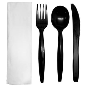 Karat PP Medium-Heavy Weight Cutlery Kits - Black - 250 ct-Karat