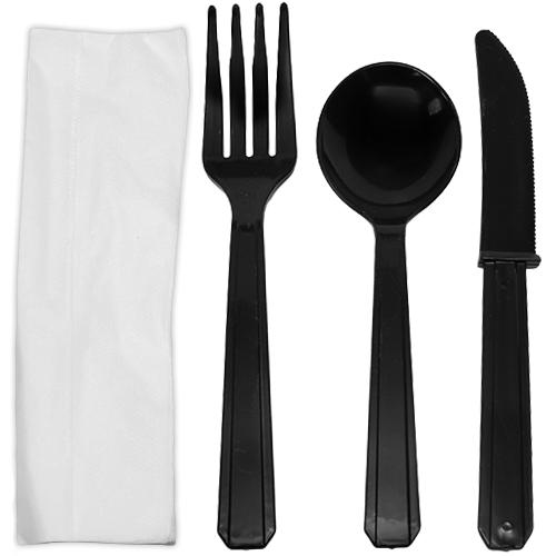 Karat PS Heavy Weight Cutlery Kits - Black - 250 ct-Karat