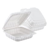 Large White Takeout Boxes - 8"x8" Mineral Filled Hinged Food Containers- Karat Earth 200 ct-Karat