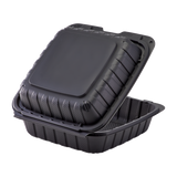 Large Black Take Out Containers - 8"x8" Mineral Filled Hinged Carry Out Boxes - Karat Earth - Black - 200 ct-Karat