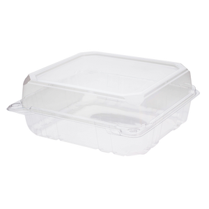 8''x8'' Hinged Containers - Large Clamshell Takeout Boxes - Karat PET Plastic - 250 count-Karat