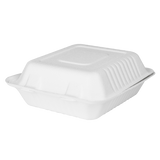 Large Compostable Food Containers - Karat Earth 8''x8'' Compostable Bagasse Hinged Containers - 200 ct-Karat