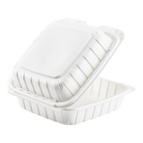 Large White Takeout Boxes - 8"x8" Mineral Filled Hinged Food Containers- Karat Earth 200 ct