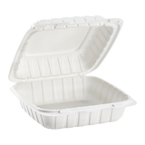 Large White Takeout Boxes - 8"x8" Mineral Filled Hinged Food Containers- Karat Earth 200 ct
