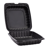 Jumbo Black Take Out Containers - 9"x9" Mineral Filled Hinged Carry Out Boxes - Karat Earth - Black - 120 ct-Karat