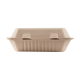 Medium Biodegradable Takeout Boxes - Karat Earth 9''x6'' Bagasse Hinged Containers - 200 ct-Karat