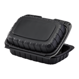 Medium Black Take Out Containers - 9"x6" Mineral Filled Hinged Carry Out Boxes - Karat Earth - Black - 250 ct-Karat