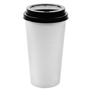 Paper Coffee Cups with Lids - 20 oz with Black Dome Sipper Lids (90mm)-Karat