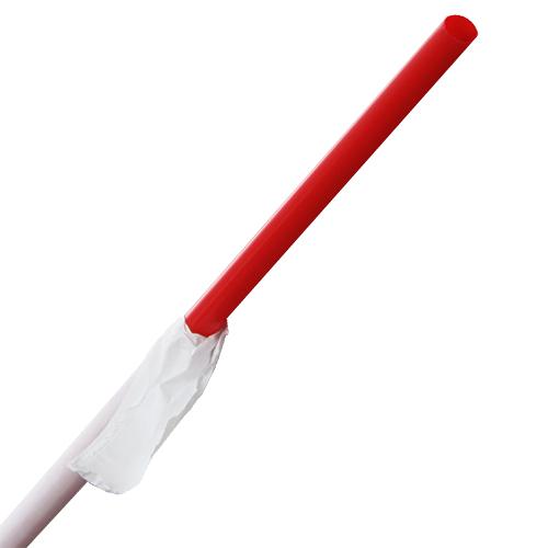 Red Plastic Straws - 10.25'' Giant Straws (8mm) Wrapped in Paper - Red - 1,200 count-Karat