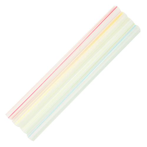 Plastic Straws 7.5'' Bubble Tea Straws (10mm) Flat Ends - Mixed Striped Colors - 4,500 count-Karat