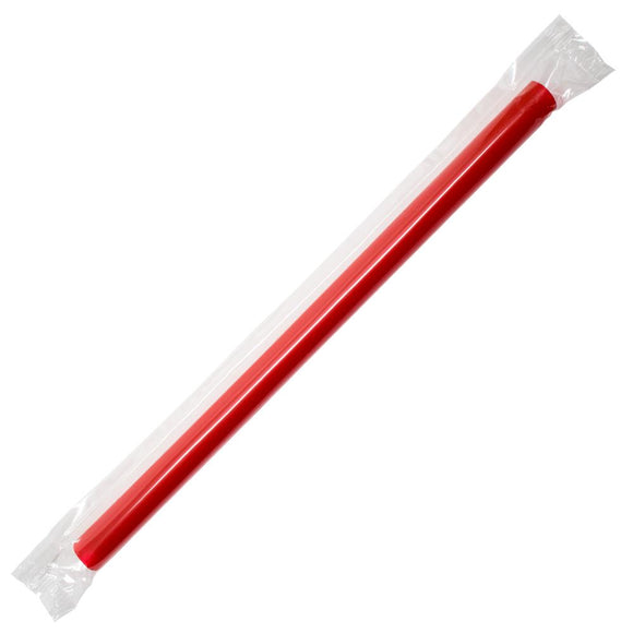 Plastic Straws 7.5'' Bubble Tea Straws (10mm) Poly Wrapped - Red - 4,500 count-Karat