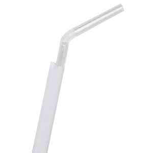 Plastic Straws 7.75'' Flexible Jumbo Straws (5mm) Wrapped in Paper - Clear - 10,000 count-Karat